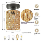 Lámpara colgante Sora de cuerda natural, encendida creando luz cálida