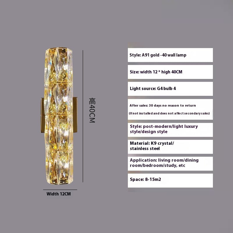 Aplique de pared Rivo de cristal lineal, mostrando su tamaño y proporción