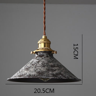 Lámpara colgante Bistró de cobre con luz cálida, vista frontal del diseño