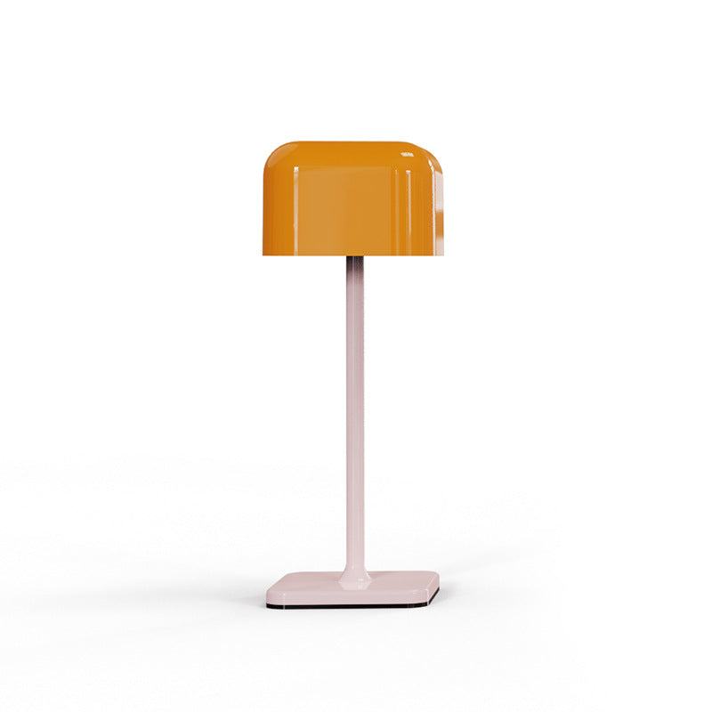 Lámpara de mesa Iris LED recargable, detalle de la pantalla y los materiales