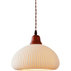 Lámpara colgante Haru de madera vintage, vista frontal del diseño