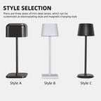 Lámpara de mesa Iris LED recargable, encendida creando luz cálida