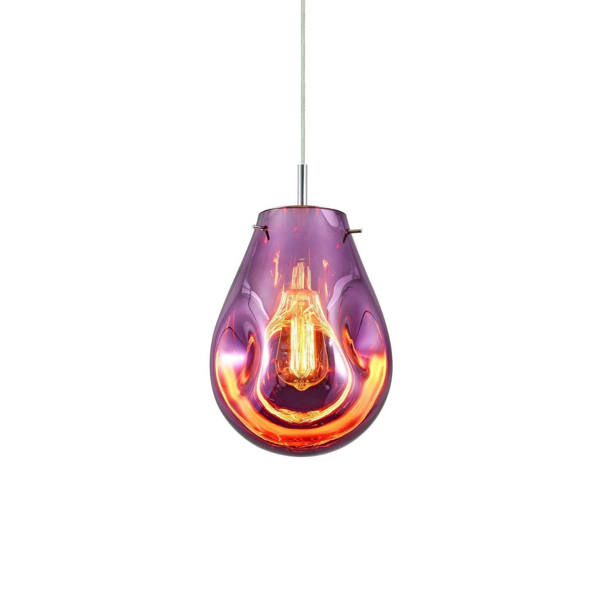 Lámpara colgante Gema de diseño moderno de color, encendida creando luz cálida