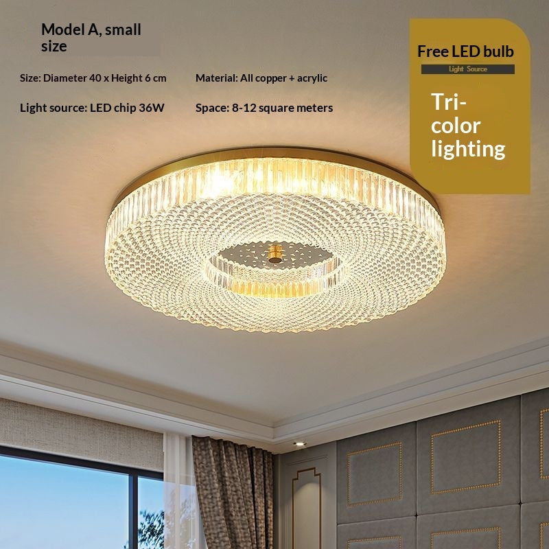 Lámpara de techo Halden de estilo nórdico en tono cobre, en un salón elegante