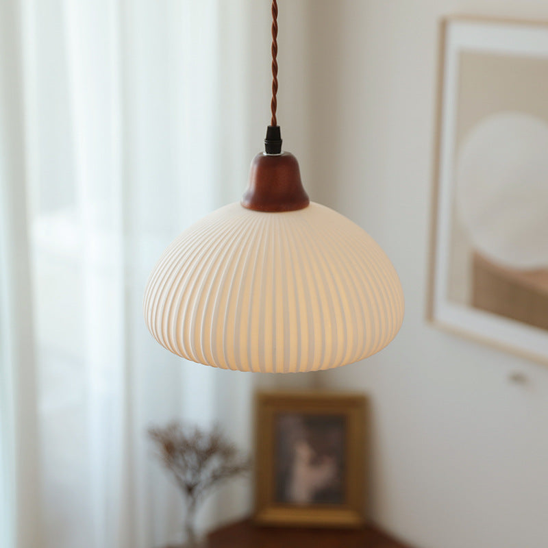 Lámpara colgante Haru de madera vintage, detalle del acabado