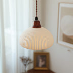 Lámpara colgante Haru de madera vintage, detalle del acabado