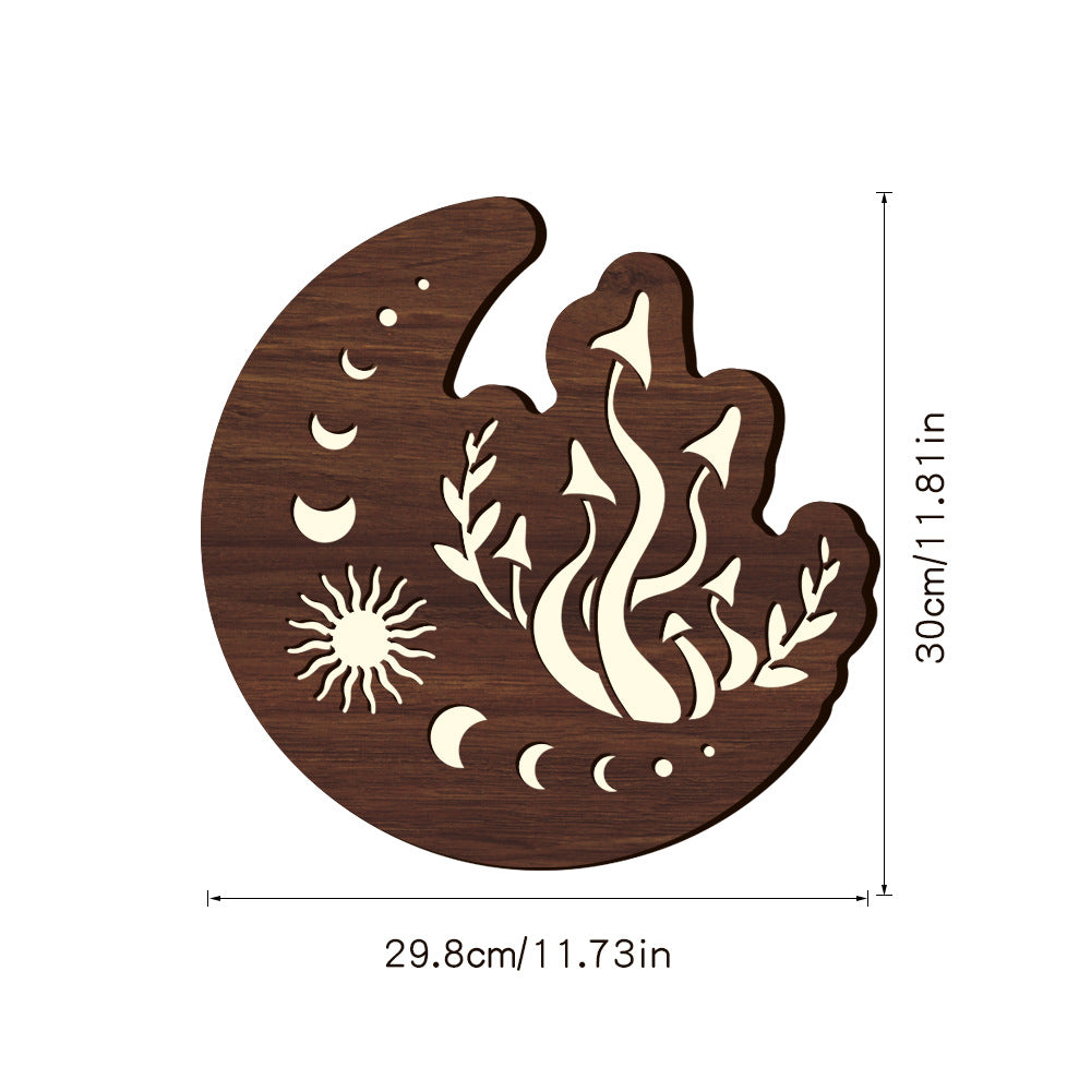 Lámpara colgante decorativa Luna de madera de tilo, detalle de la pantalla y los materiales