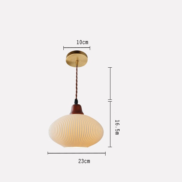 Lámpara colgante Haru de madera vintage, vista de conjunto