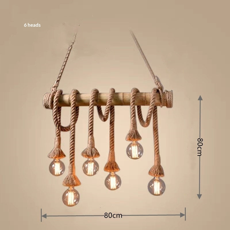 Lámpara colgante Risco de cuerda de cáñamo vintage, vista frontal del diseño