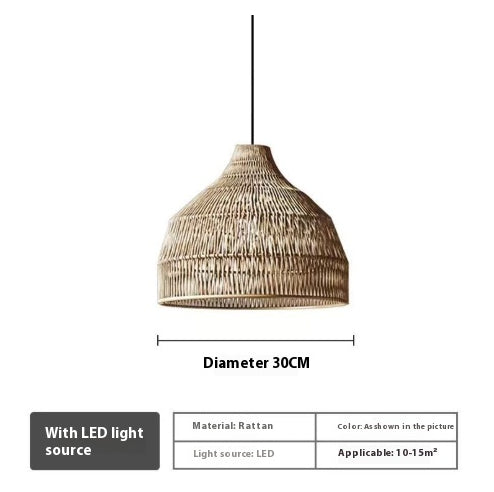 Lámpara colgante Duna de ratán natural, detalle del acabado