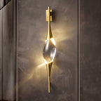 Aplique de pared Estela de cobre y cristal, detalle de la pantalla y los materiales