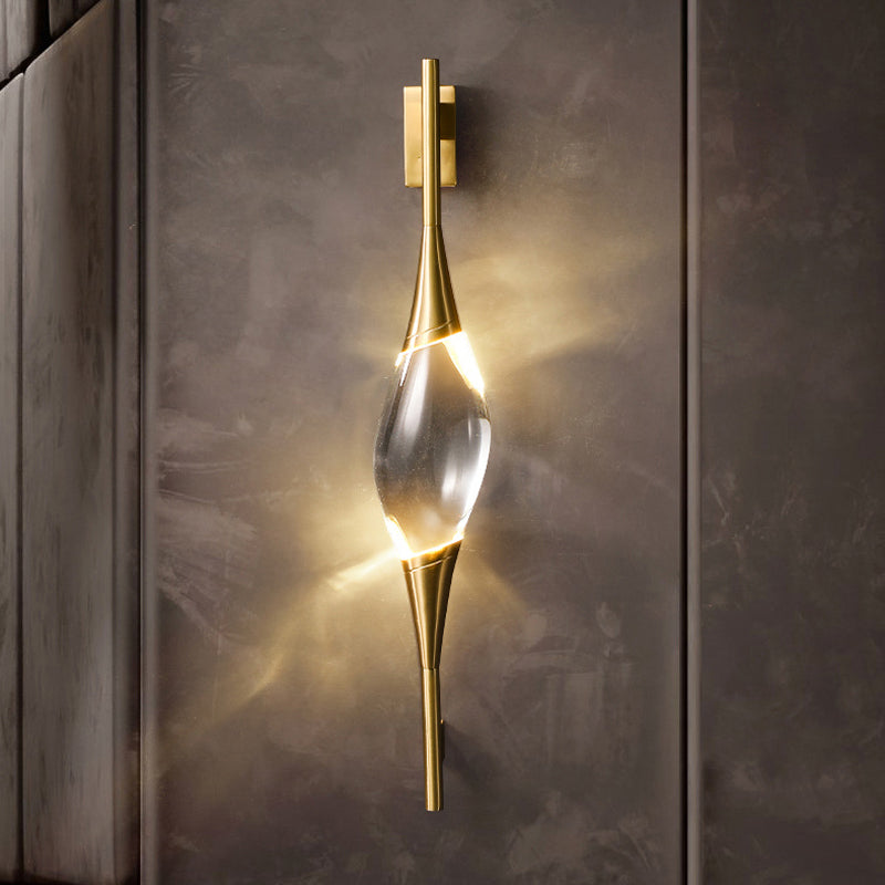 Aplique de pared Estela de cobre y cristal, detalle de la pantalla y los materiales