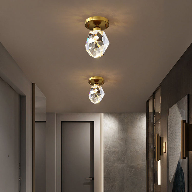 Plafón Adara de techo con detalles de cristal, vista frontal del diseño