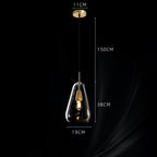 Lámpara colgante Gota de cobre y cristal, vista frontal del diseño