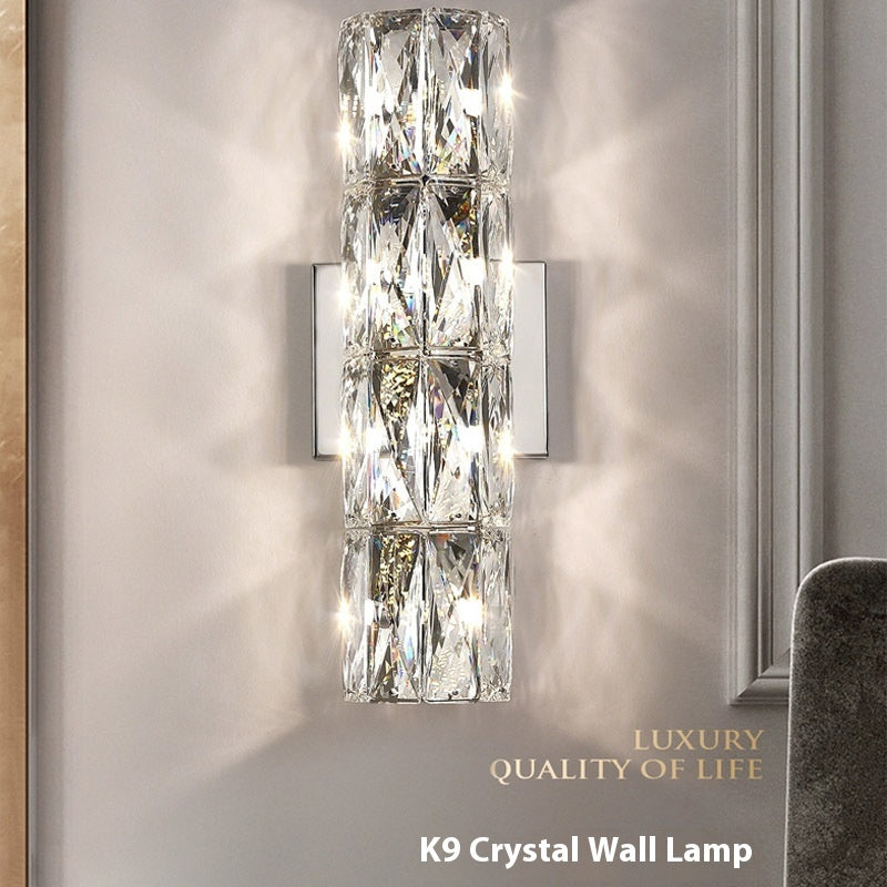 Aplique de pared Rivo de cristal lineal, detalle del acabado