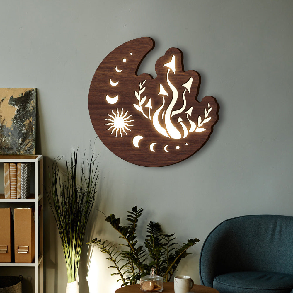 Lámpara colgante decorativa Luna de madera de tilo, detalle del acabado